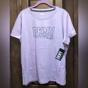 NWT DKNY City Skyline Lilac Logo Shirt XL